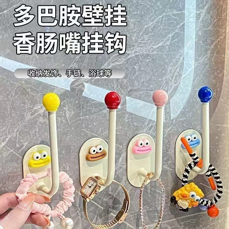 多巴胺挂钩发圈发箍收纳架卫生间免打孔皮筋头绳发饰架香肠嘴可爱