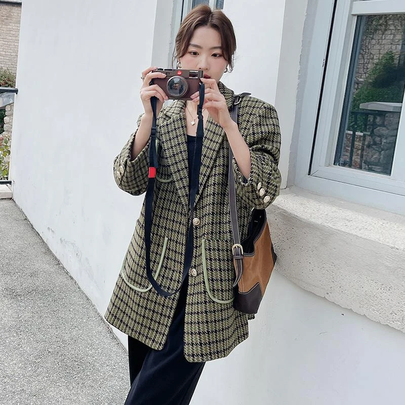 今年流行格子小西装外套女春季2025年新款韩版中长款休闲法式西服