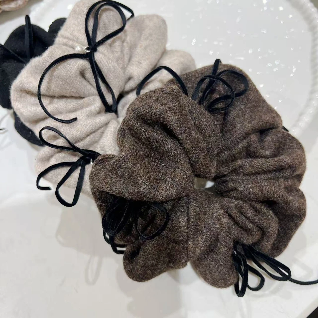 复古精致韩国绵毛针织发圈温柔发圈大肠圈