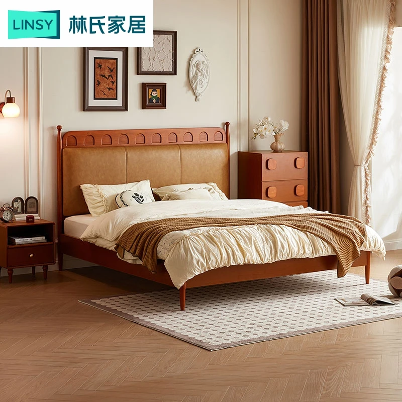 林氏家居法式复古大衣柜家用卧室成品奶油柜家具繁花系列VE1D ZH