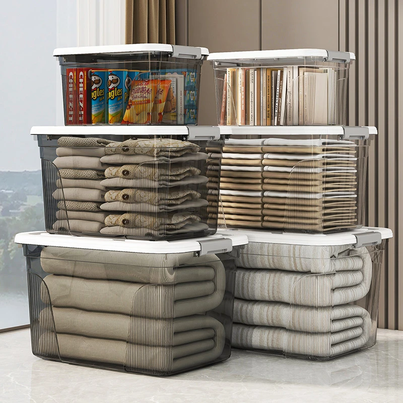 透明收纳盒塑料家用被子换季衣服收纳箱车载储物箱文具整理箱批发