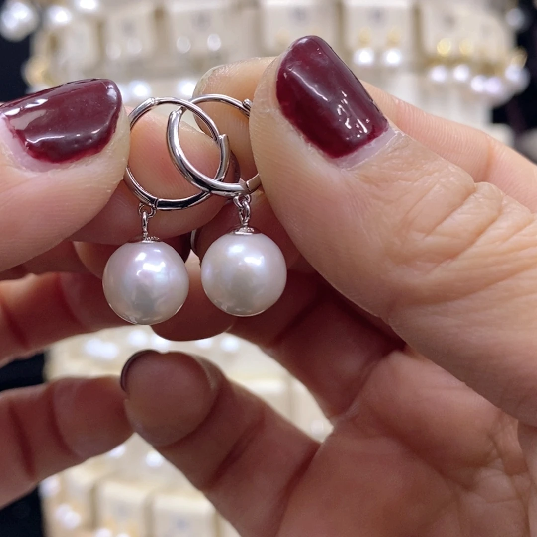 淡水珍珠耳饰银S925镶嵌娜