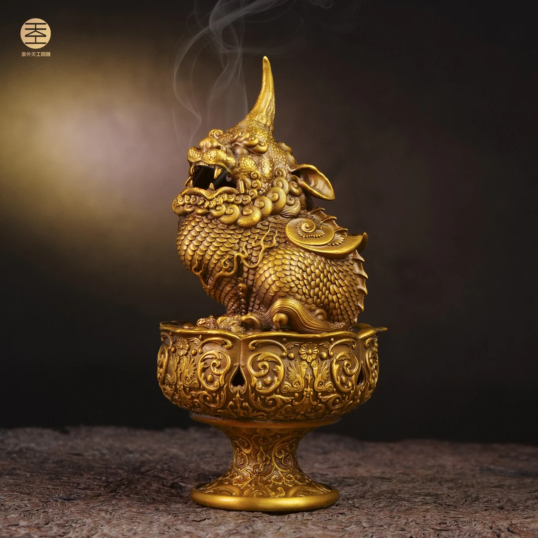 象外天工貔貅香炉全铜瑞兽香炉摆件神兽禅意铜雕塑香炉原创纯手工