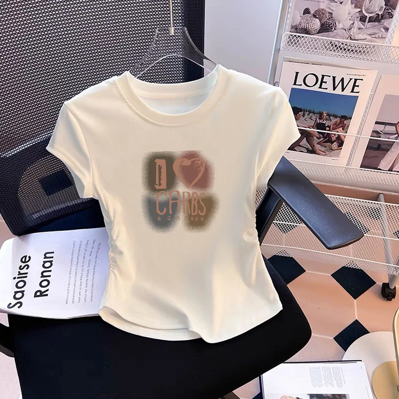 2025新款设计感修身小个子短款正肩T恤上衣不规矩短袖t恤女夏季