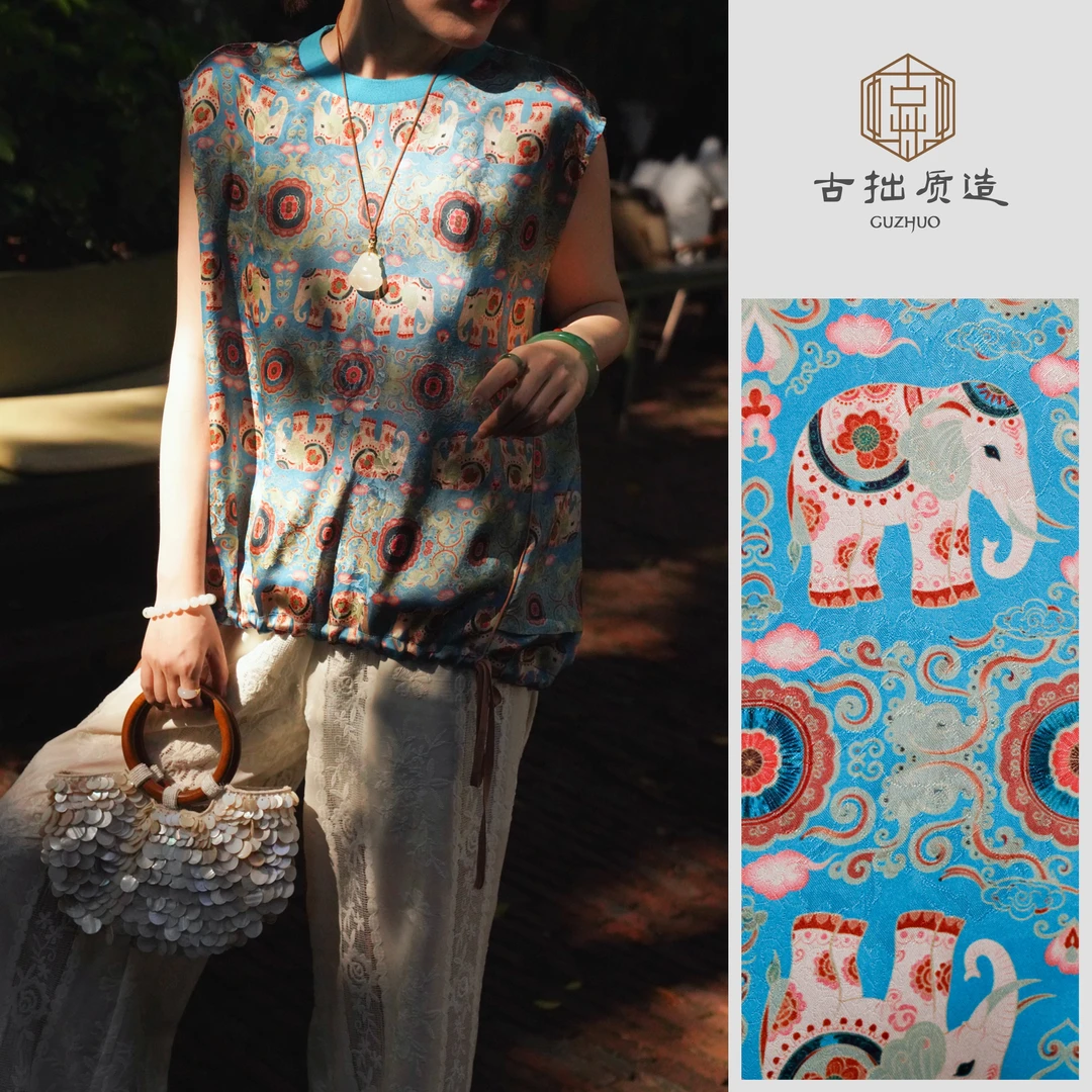 春日小象！人丝红云纱新中式南瓜型上衣！GZ6146