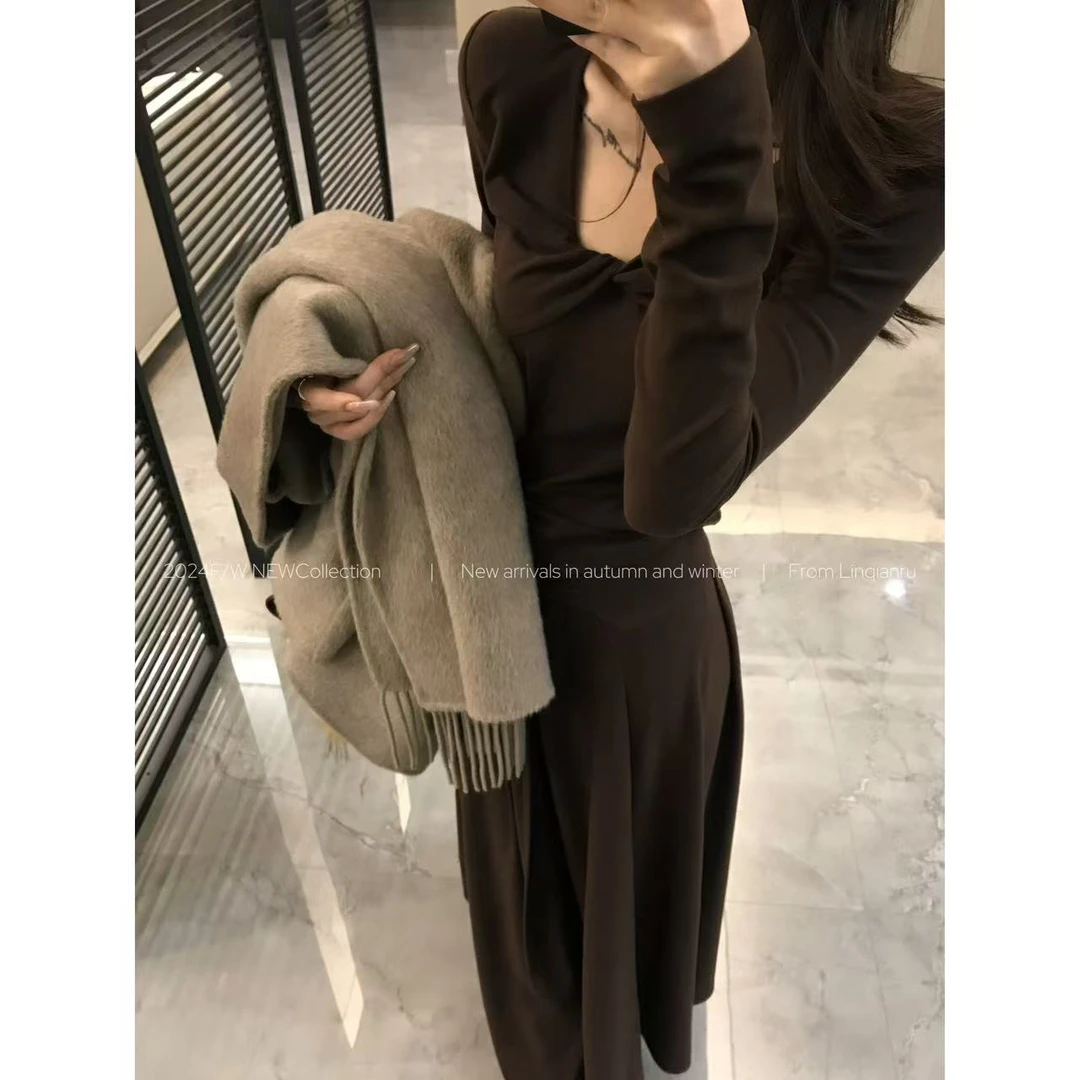 【林千入】新款气质修身显瘦长袖针织秋冬百搭时尚套装