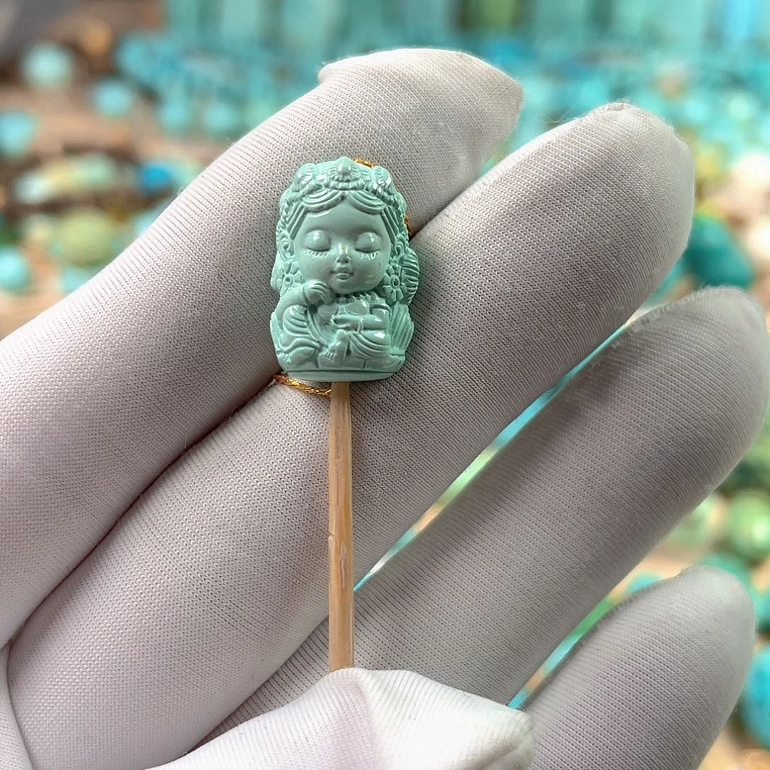 柴***猫绿松石未镶嵌珠宝奇石