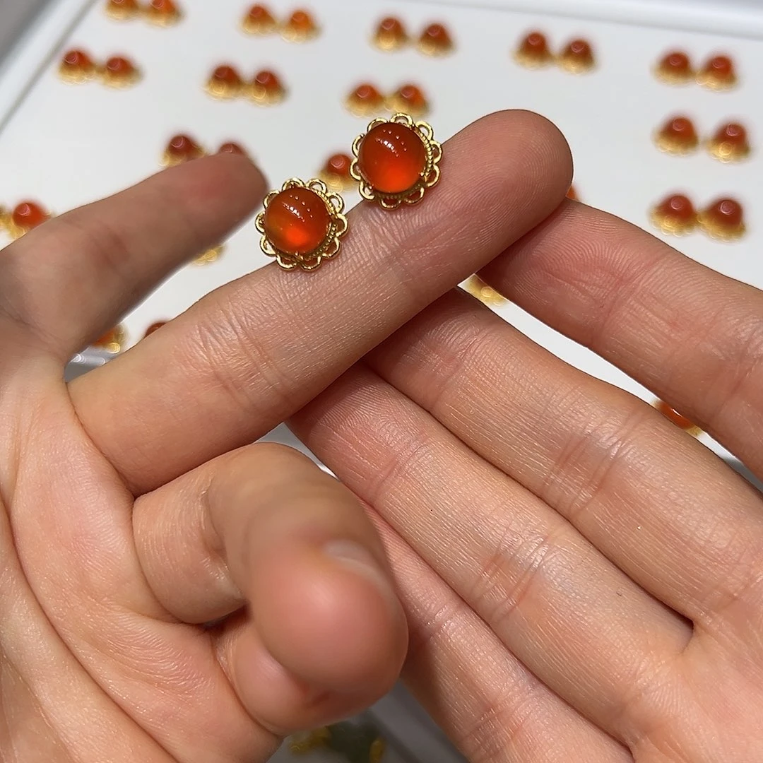 银S925镶嵌南红玛瑙耳饰✨**?