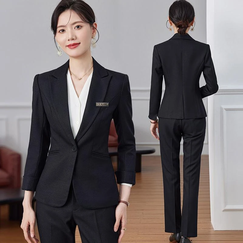 黑色西装套装女春秋高端职业气质女神范银行经理正装工作西服正装