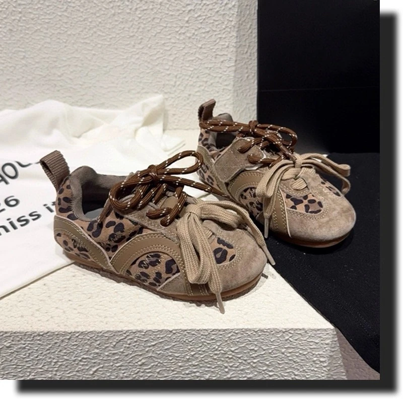 儿童运动鞋2025秋季新款女童德训鞋男童休闲鞋豹纹韩版百搭宝宝鞋