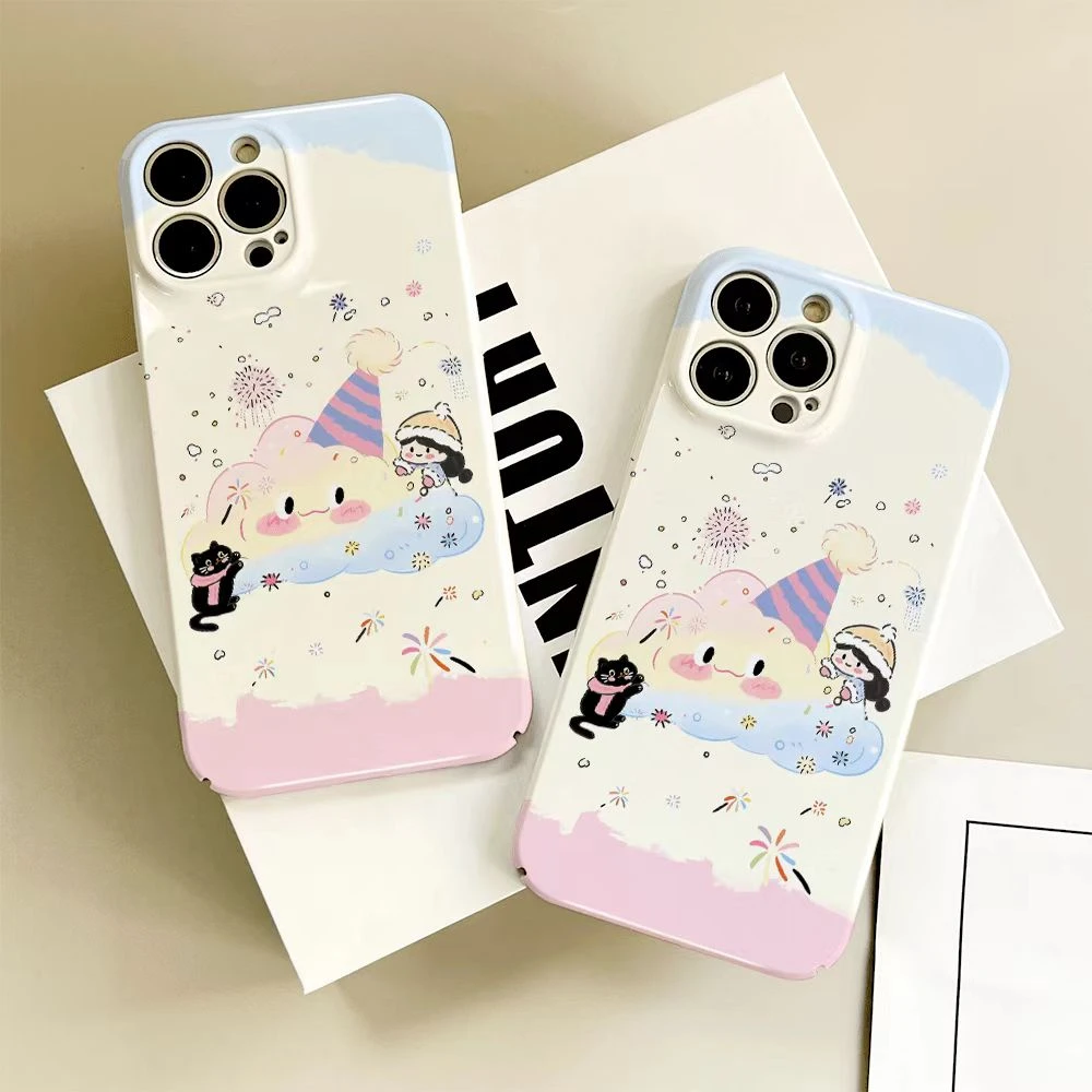 云朵猫咪女孩适用苹果17promax菲林手机壳新款vivo小米17华为OPPO