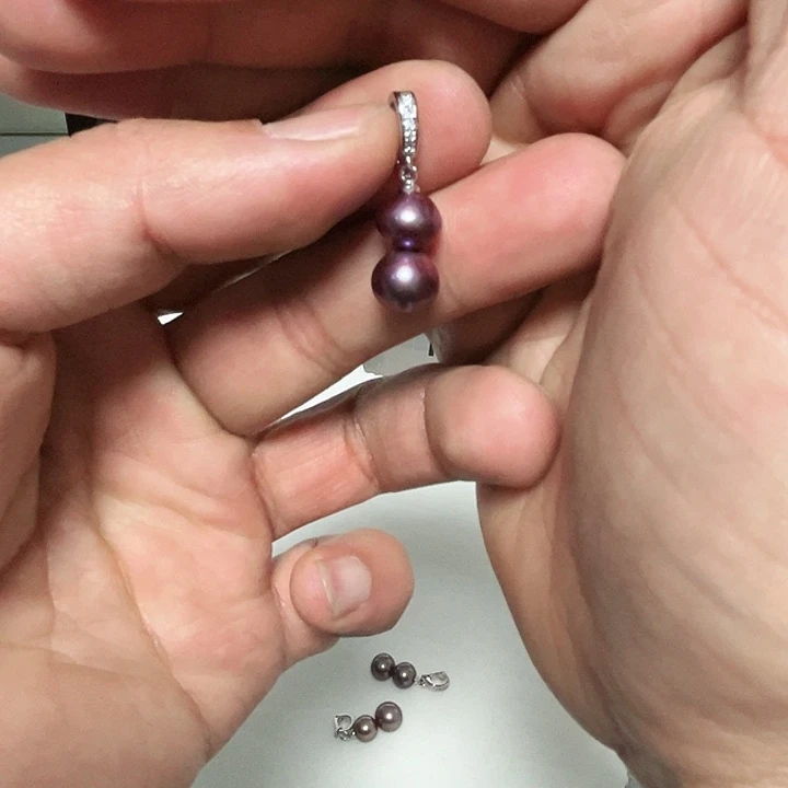 吊坠(不含链)钛钢淡水珍珠