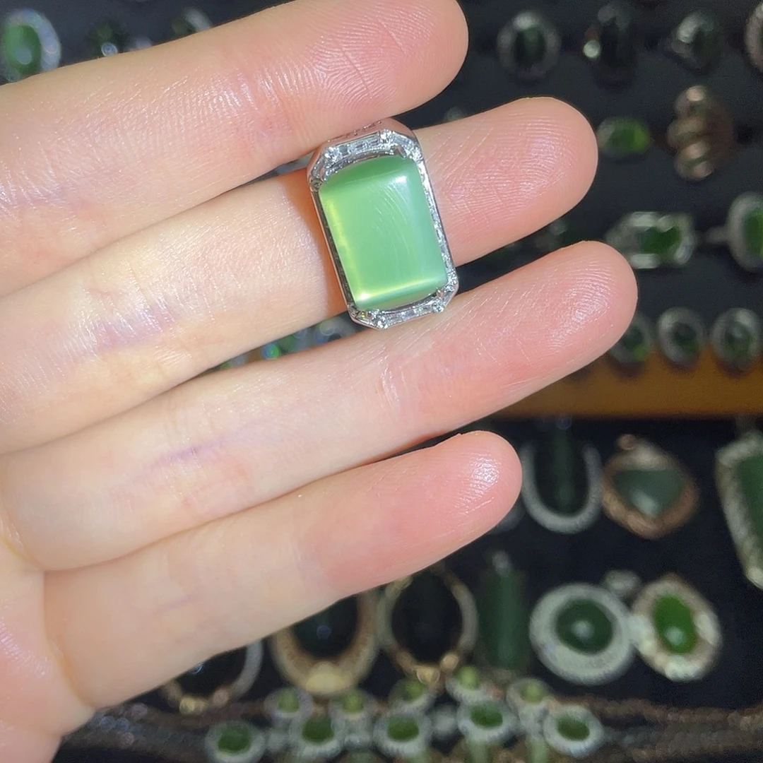 和田玉（碧玉）银S925镶嵌吊坠(不含链)