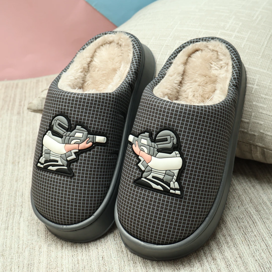 冬天儿童居家室内保暖棉拖鞋男孩可爱卡通新吃鸡学生防滑6-12岁穿