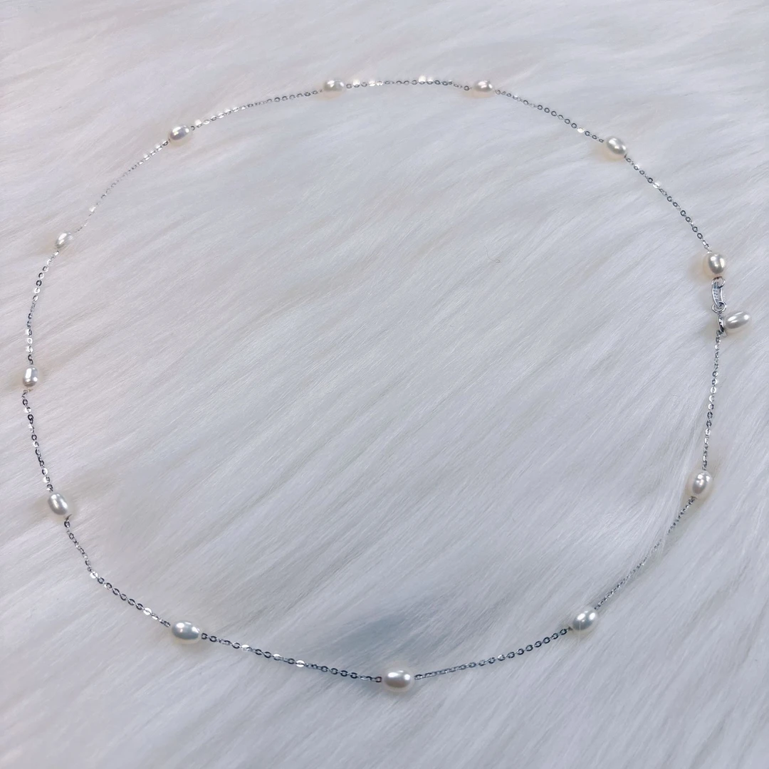 【皓白珠宝】 淡水珍珠满天星项链 s925银/ 4-5mm