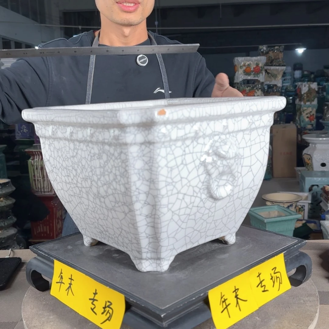 一风堂石湾花盆。缩釉釉裂微瑕