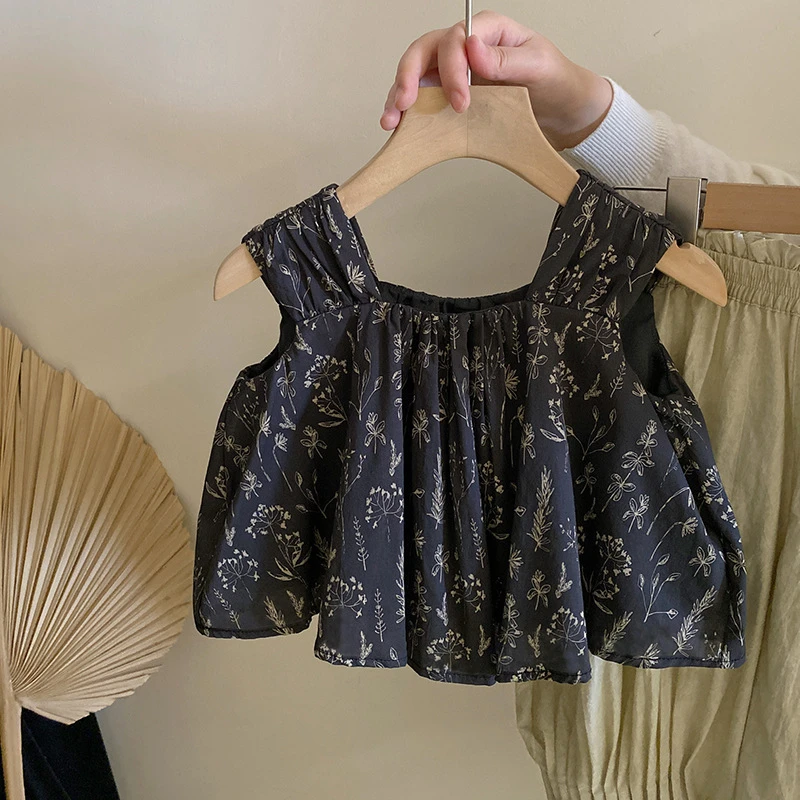 2025夏装新款韩版女童碎花背心森系宽松洋气百搭无袖女宝宝背心潮