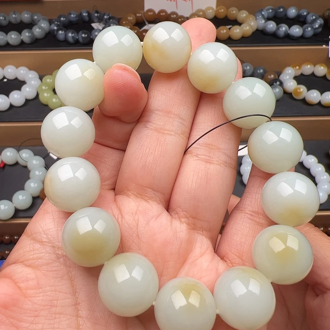 和田玉未镶嵌手链新疆且末蓝糖卡16