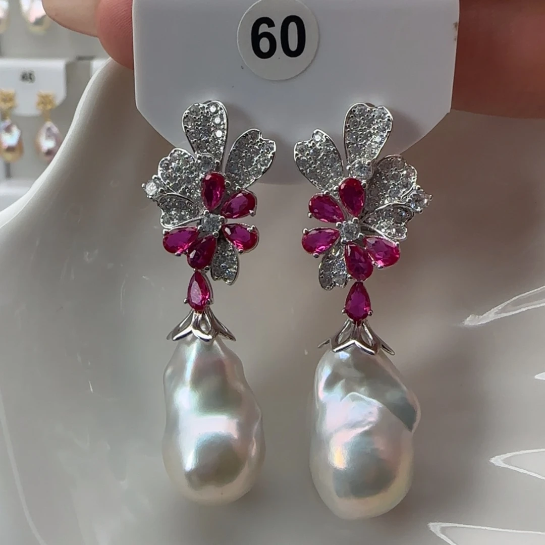 淡水珍珠耳饰银S925镶嵌惜*