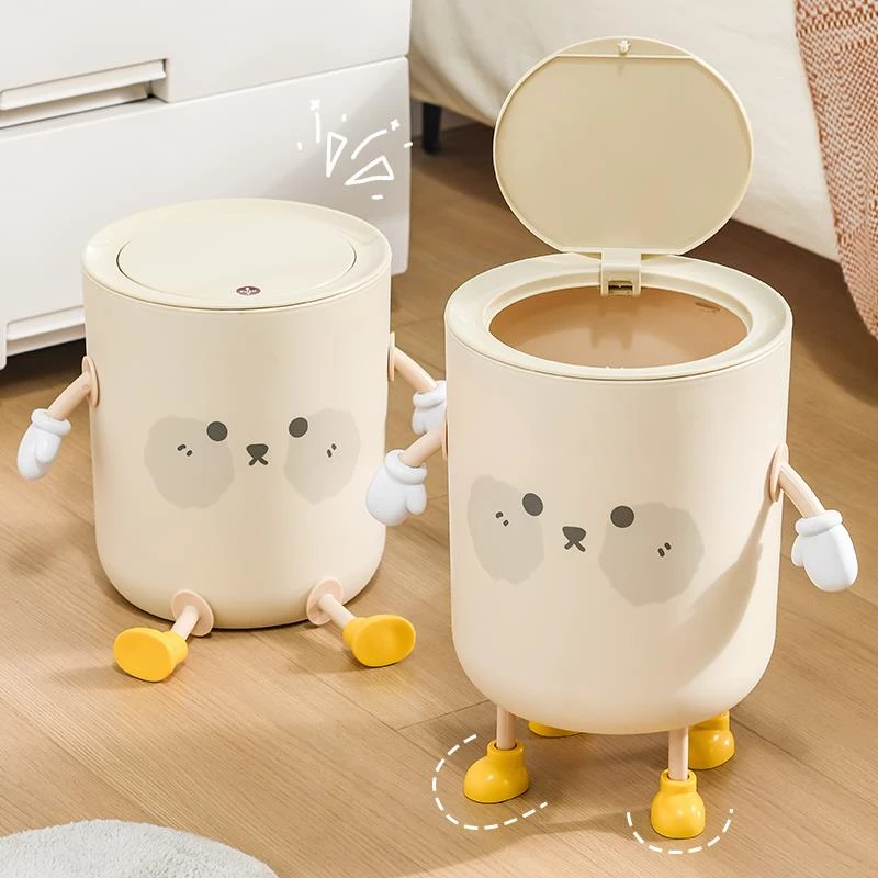 范哲萨垃圾桶2025新款家用客厅轻奢卧室可爱大容量奶油风高颜值按