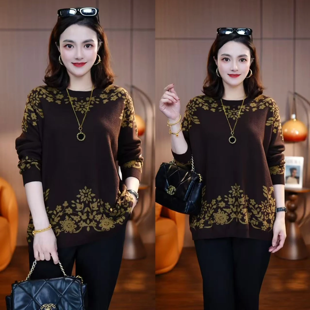 锦缎时光-2025新款针织衫毛衣洋气女百搭冬季显瘦保暖宽松中老年