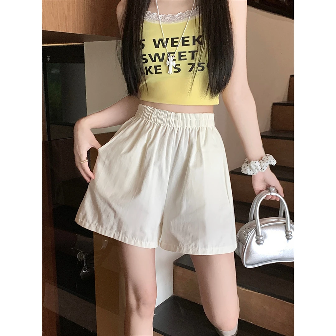 直筒休闲短裤女夏季薄款高腰垂感宽松显瘦a字运动阔腿三分裤女款