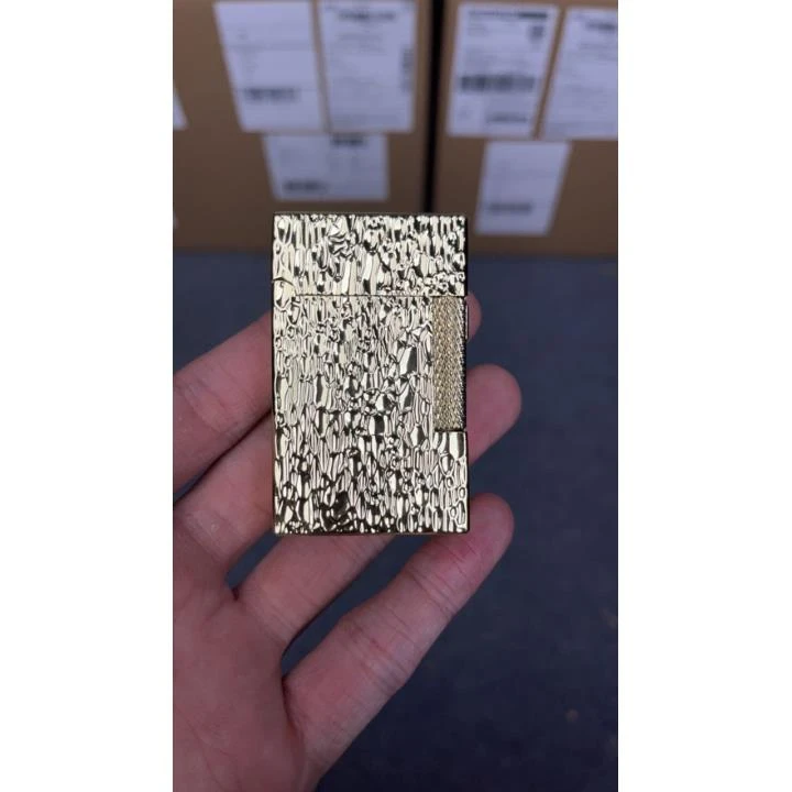 金色金属浮雕陨石坑工艺防风防爆高档双火打火机758