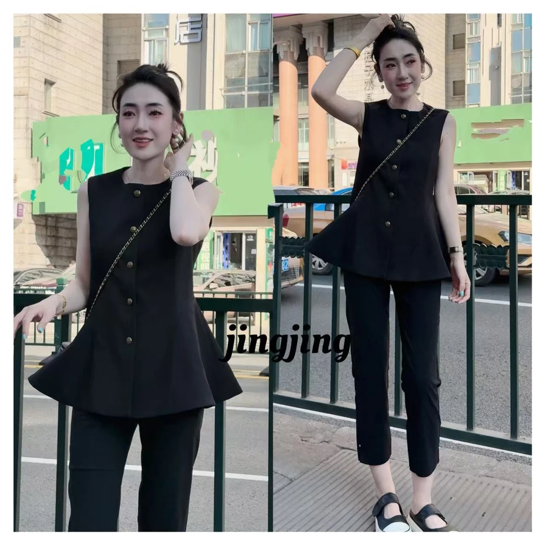 早秋新款圆领单排扣马甲上衣（9259）