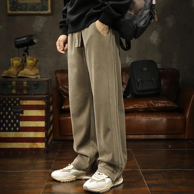 杜拉妮新款时尚裤子男宽松直筒阔腿垂感休闲运动卫裤秋款潮流大码