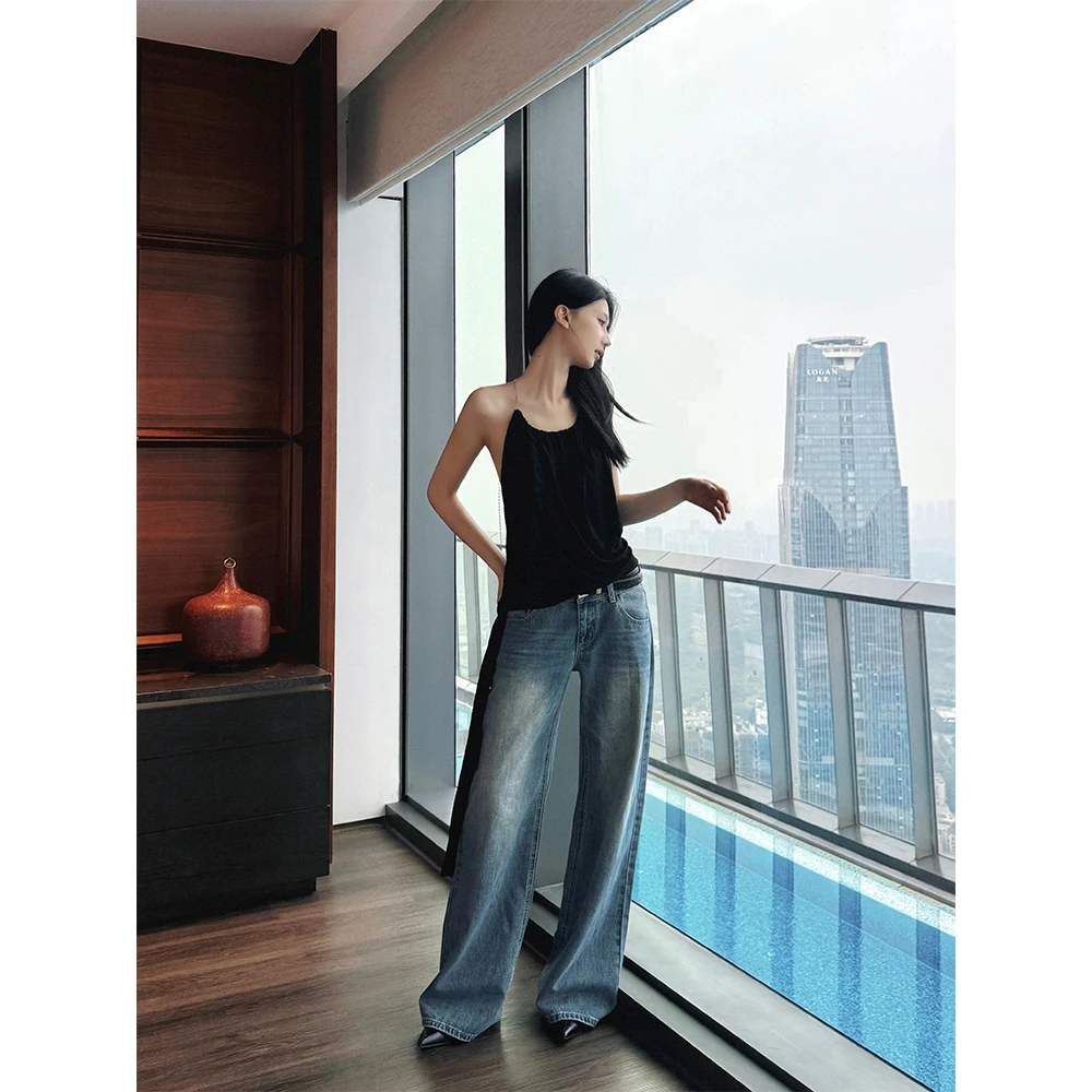 IFMR夏季中低腰显瘦阔腿牛仔裤女2025新款爆款宽松时尚百搭直筒裤