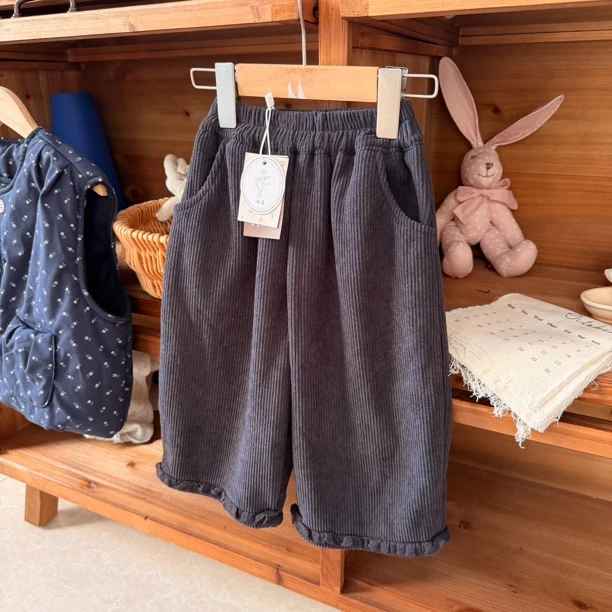 桃喜 25冬 5091女童深灰加绒裤直筒裤5091（汉服）