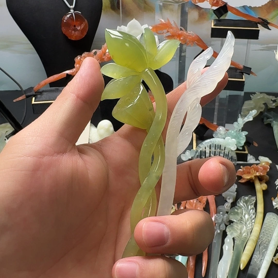 逸***昕蛇纹石玉未镶嵌发饰