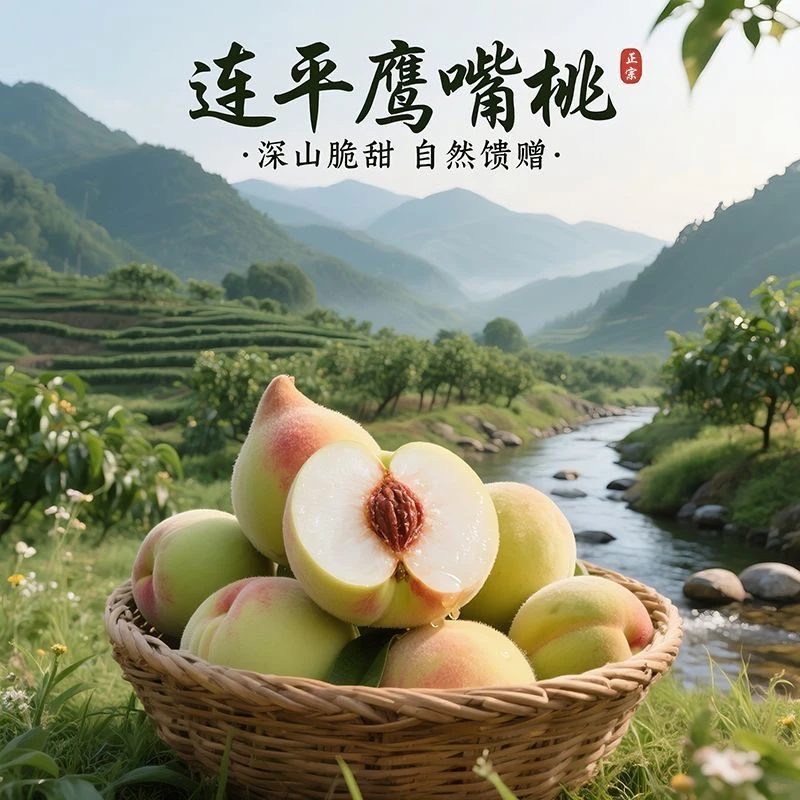 【正宗连平鹰嘴桃】5斤装上坪鹰嘴桃现采脆桃纯甜当季水果产地直发