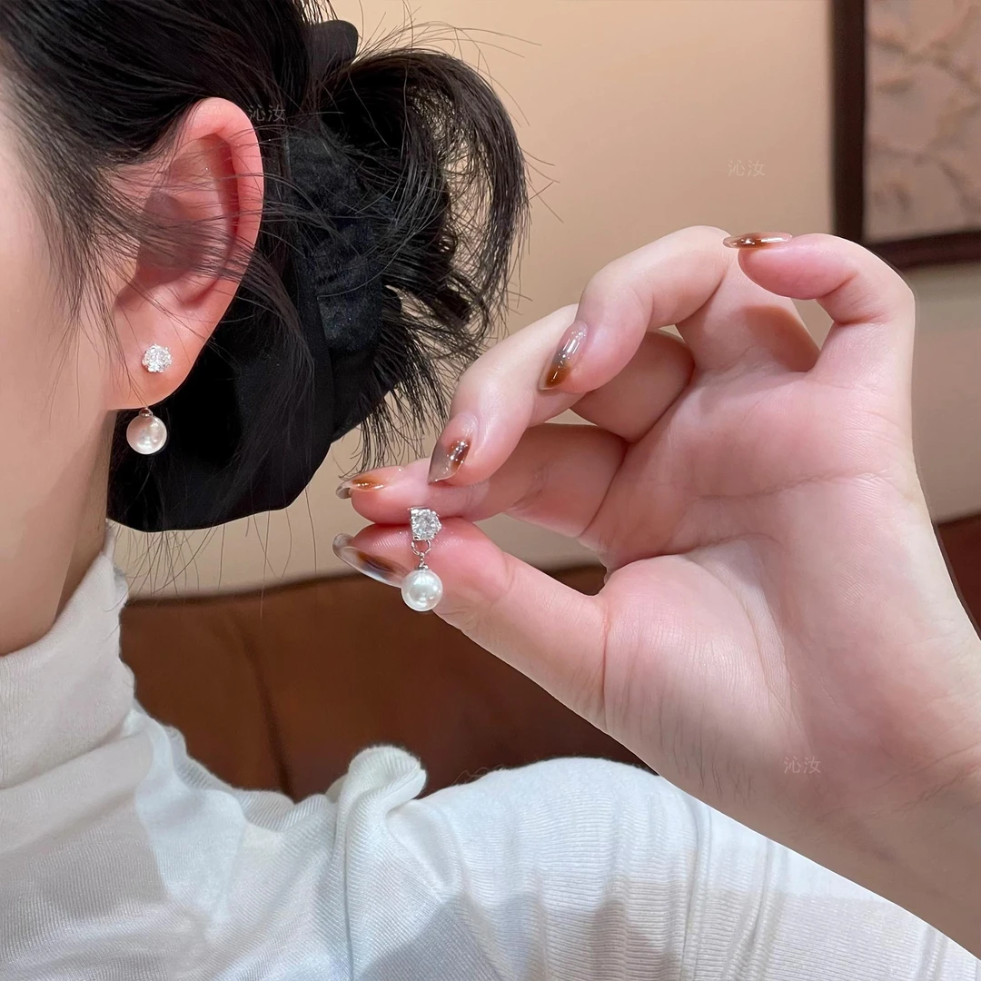 铜合金耳饰 许妍同款珠珠流苏耳钉百搭时尚轻奢法式耳环秋冬耳饰