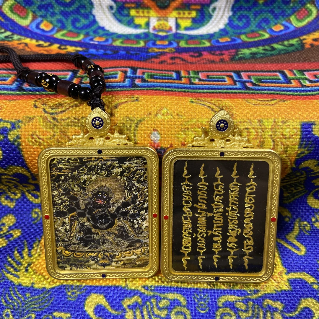 钛钢玻璃吊坠 双面手绘描金十二生肖新款手绘唐卡纯手工保色正品