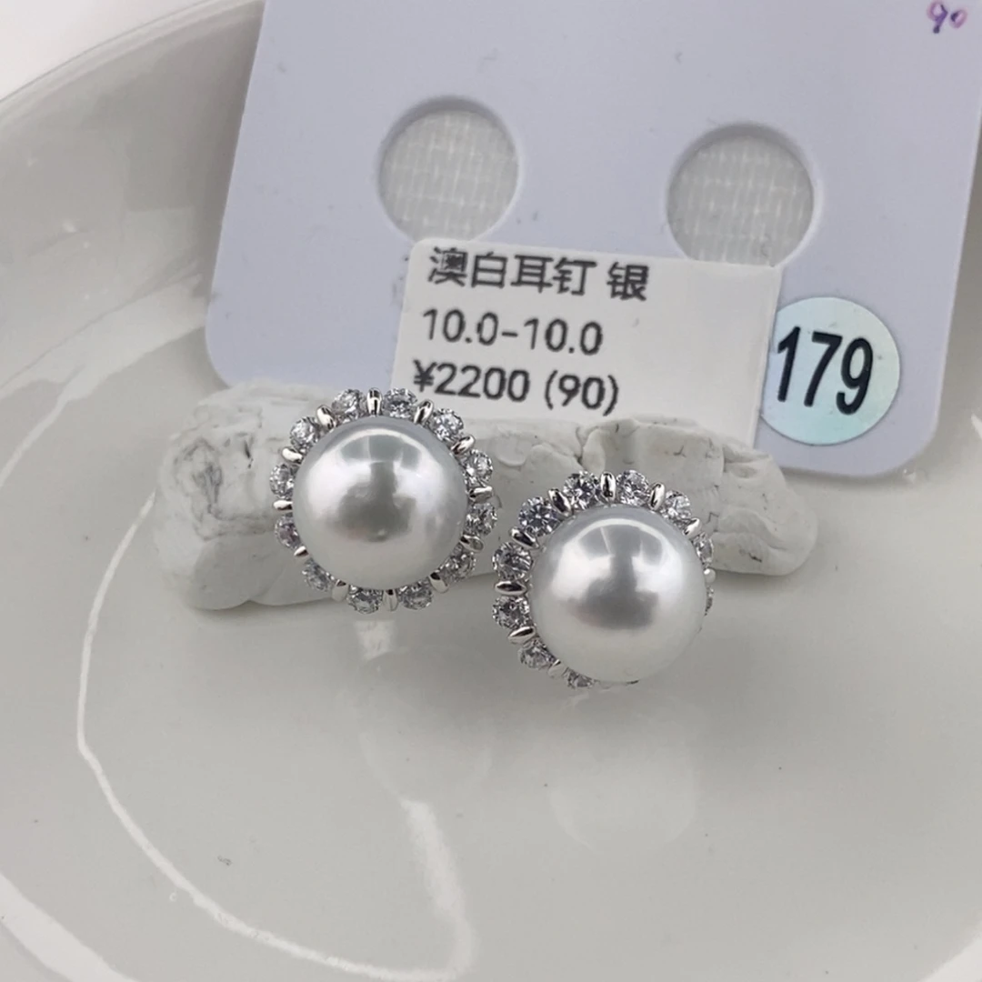 海水珍珠银S925镶嵌耳饰10