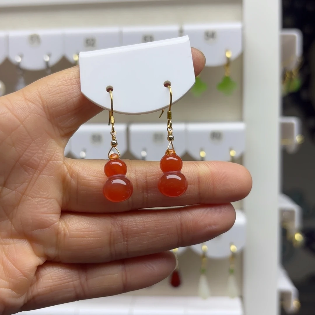 玛瑙/玉髓银S925镶嵌耳饰