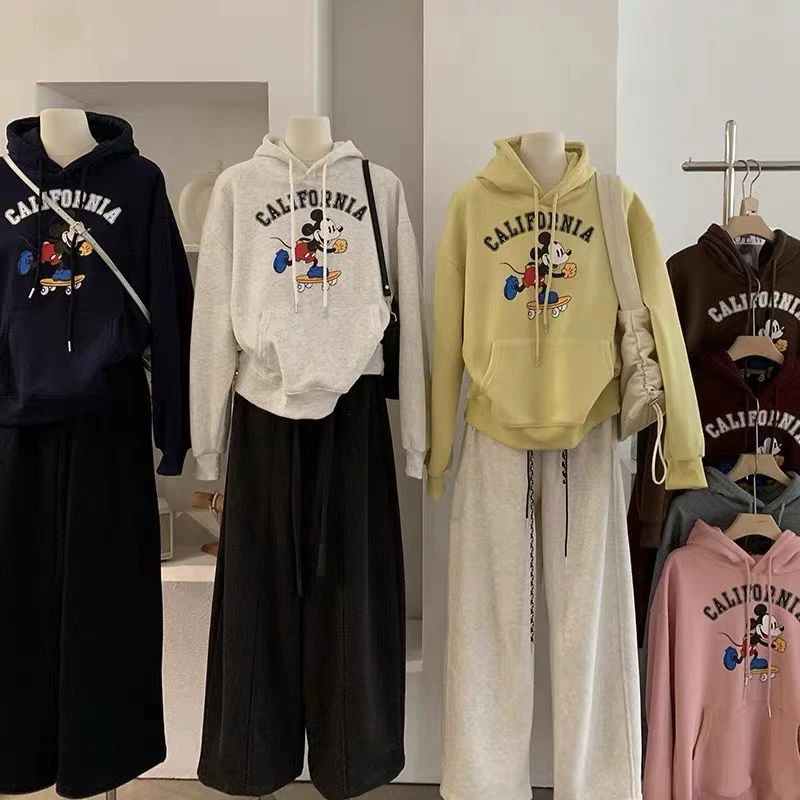 347女慵懒风卫衣长袖连帽动漫卡通套头休闲上衣秋冬