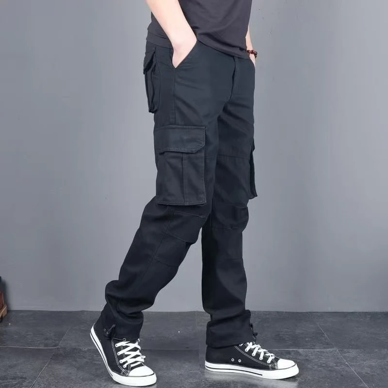 纯棉工装裤男宽松高腰大码休闲裤束脚运动裤多口袋劳保耐磨长裤潮