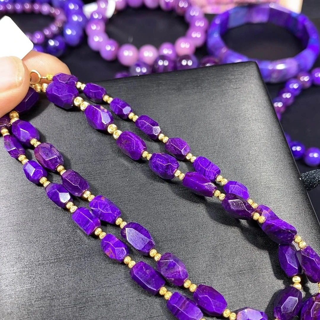 苏纪石（舒俱来）未镶嵌南非舒俱来皇家紫钻切项链