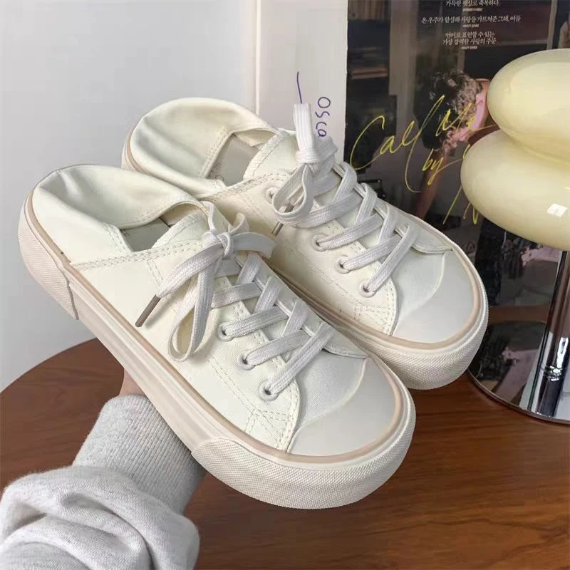 MIS-1313 米色 百搭2025夏季新款厚款硫化女简约风帆布鞋板鞋女鞋