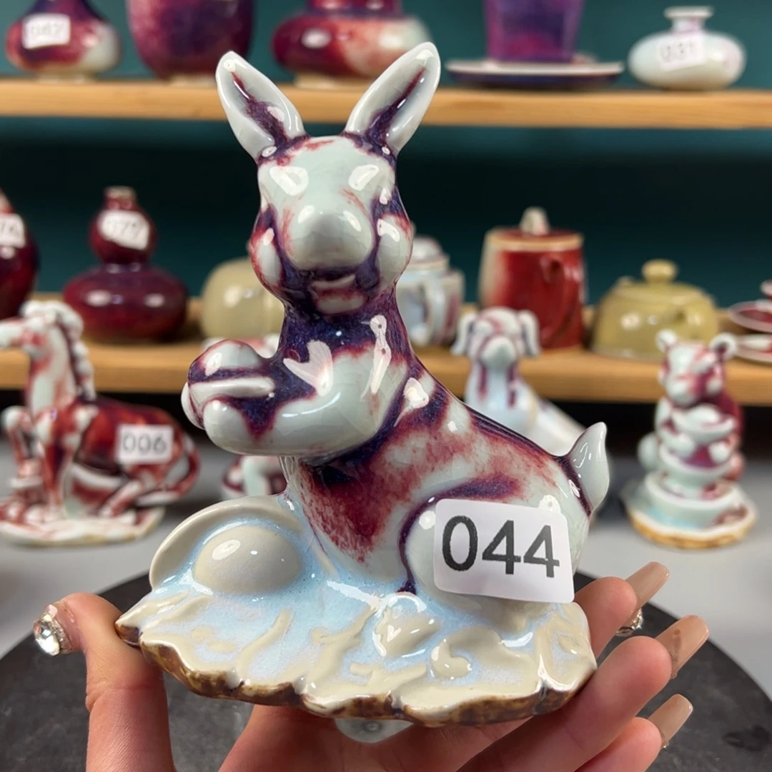 瓷片国*微瑕玉兔玉石釉