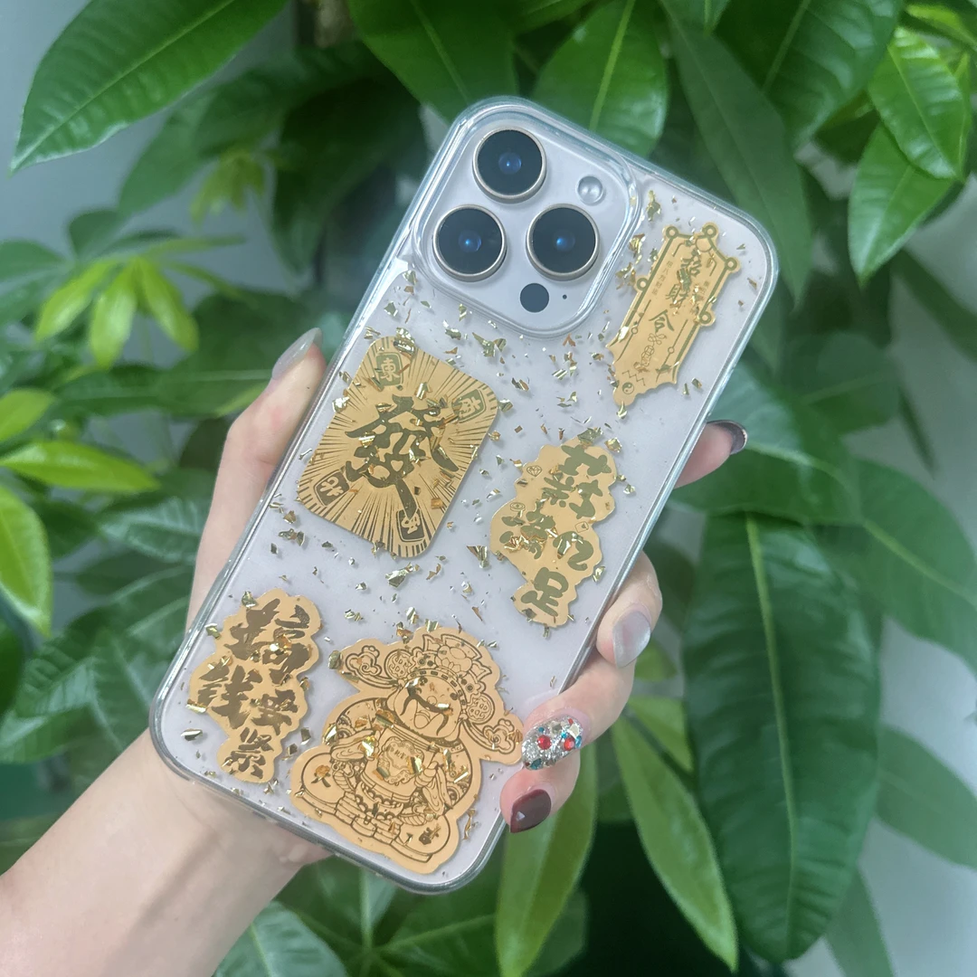 搞钱财神爷适用荣耀300手机壳200/100/70pro金箔滴胶x60畅享70/60