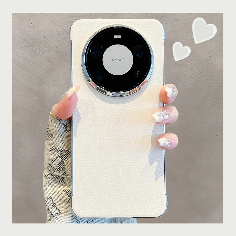 适用华为mate80promax新款手机壳皮质无边框金丝银锦mate80高档奢