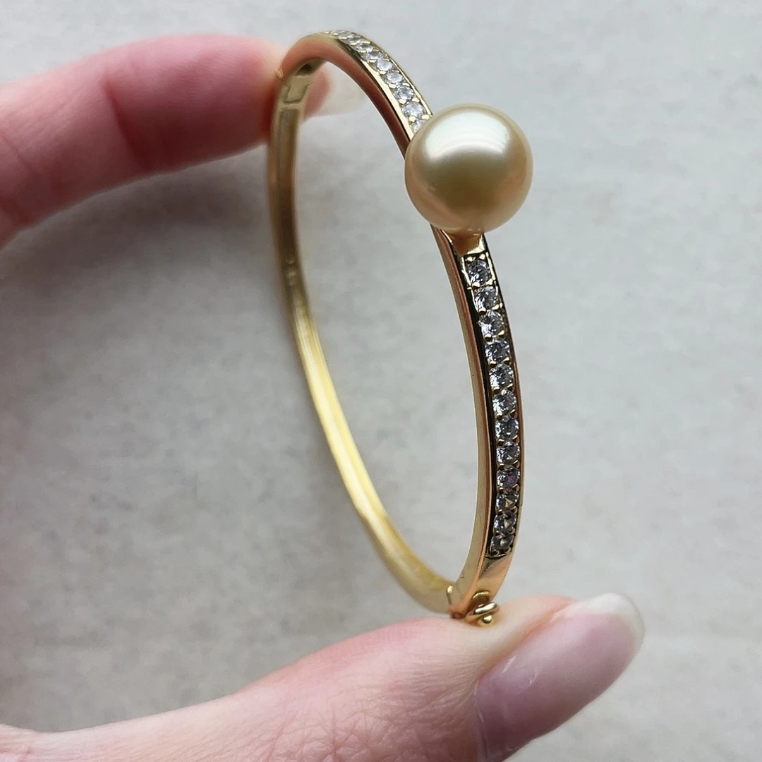 手镯93银S925镶嵌海水珍珠