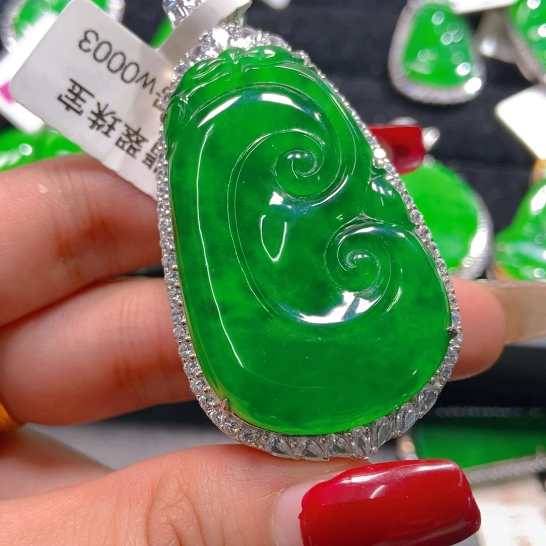 翡翠吊坠(不含链)银S925镶嵌