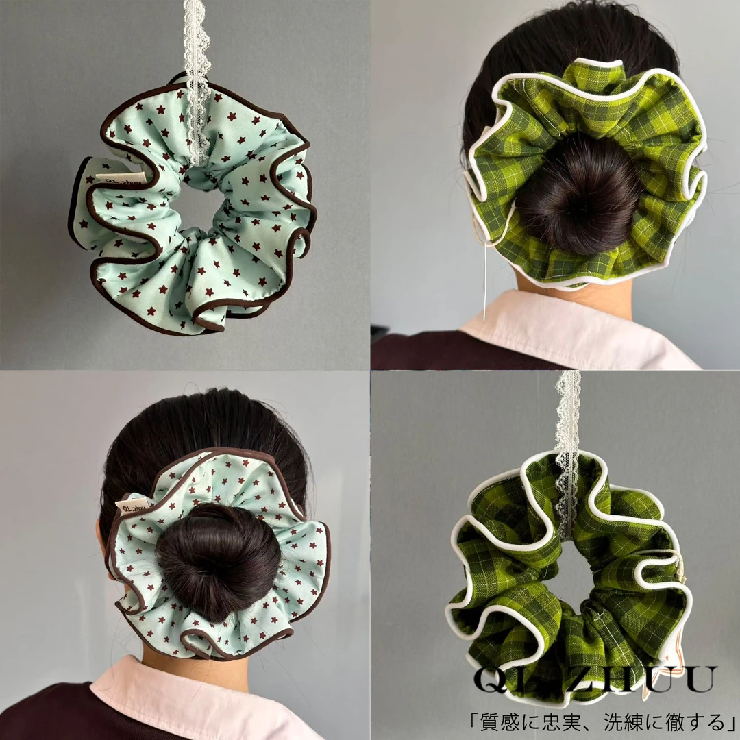 QLZHUZHU薄荷生巧方巾发圈方巾韩系高级感慵懒风女手作款原创发绳