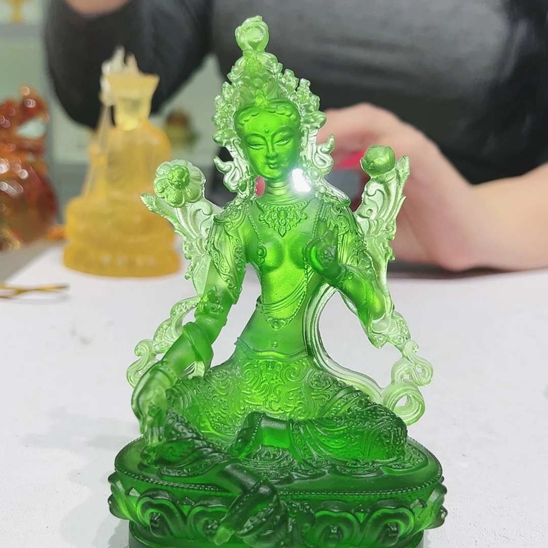 【闪购商品】手工艺品琉璃绿度母 12.5cm