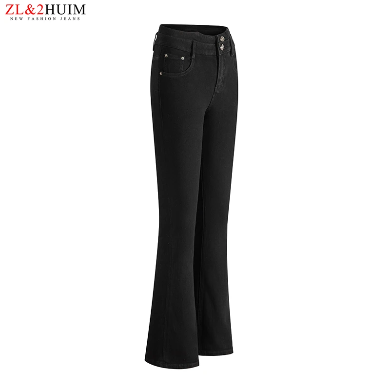 经典黑色微喇叭牛仔裤女高腰显瘦四面弹2025新款宽松垂感时尚大牌