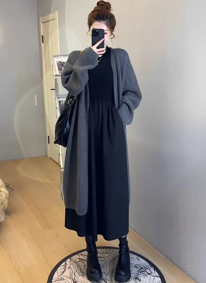 秋季穿搭一整套巨好看的两件套装外套连衣裙2025新款女轻奢高级感